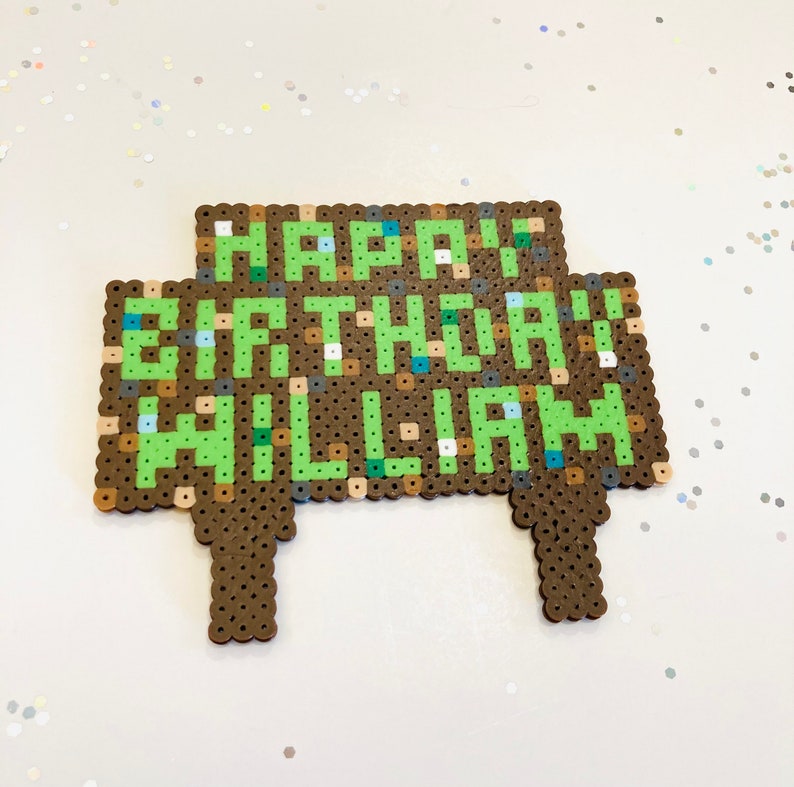 Mine Craft Themed cake topper, Happy Birthday, 8 bit pixel fan art, cake toppers, party favors, TNT candles, custom numbers image 2