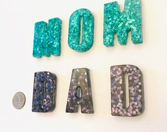 Tell MOM and DAD you miss them with glitter magnet sets! -Mom gift magnets-glam gift -girls gift - monograms - stocking stuffers