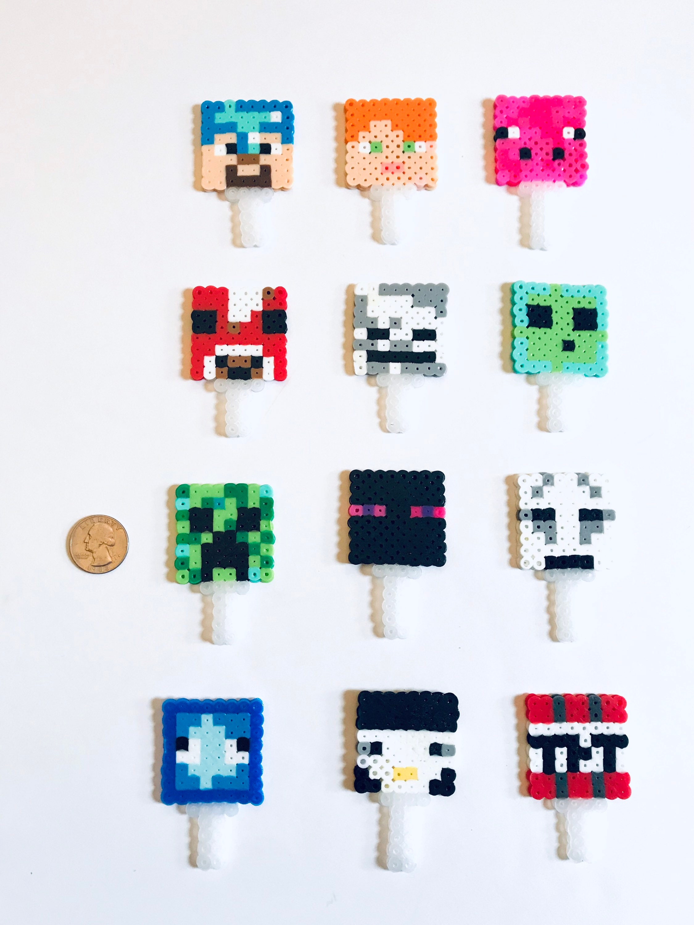 Minecraft Perler Character Cupcake Toppers