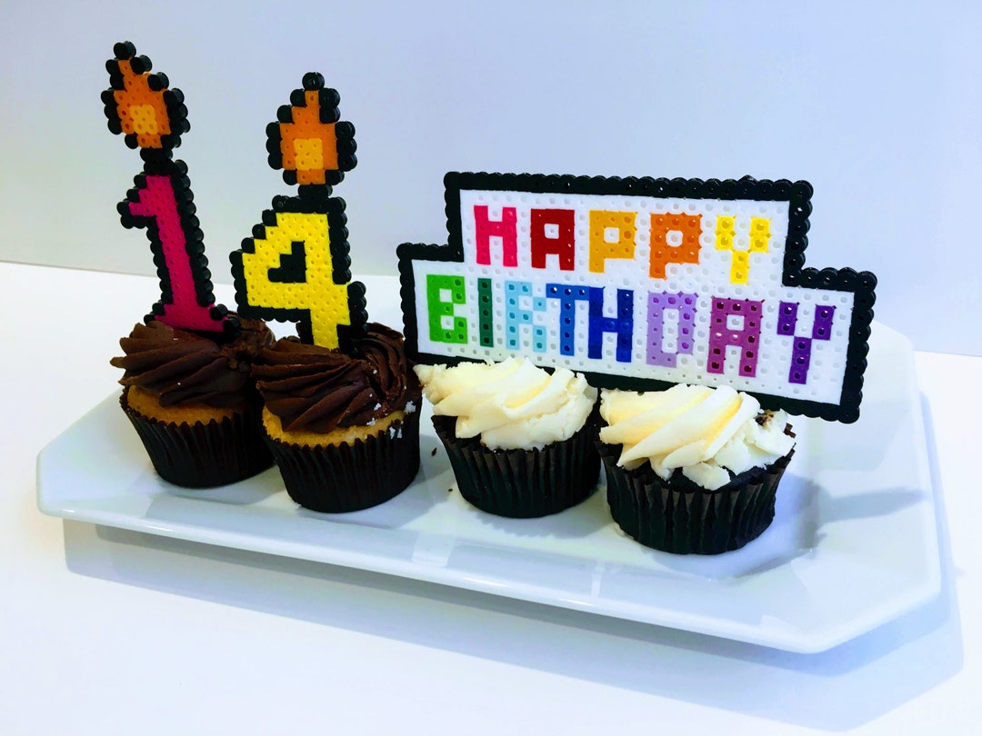 Cupcake Happy Birthday Perler Beads Rainbow Happy Birthday Cake