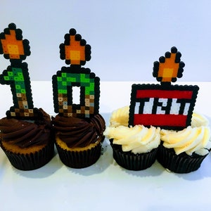 Mine Craft Themed cake topper, Happy Birthday, 8 bit pixel fan art, cake toppers, party favors, TNT candles, custom numbers image 9