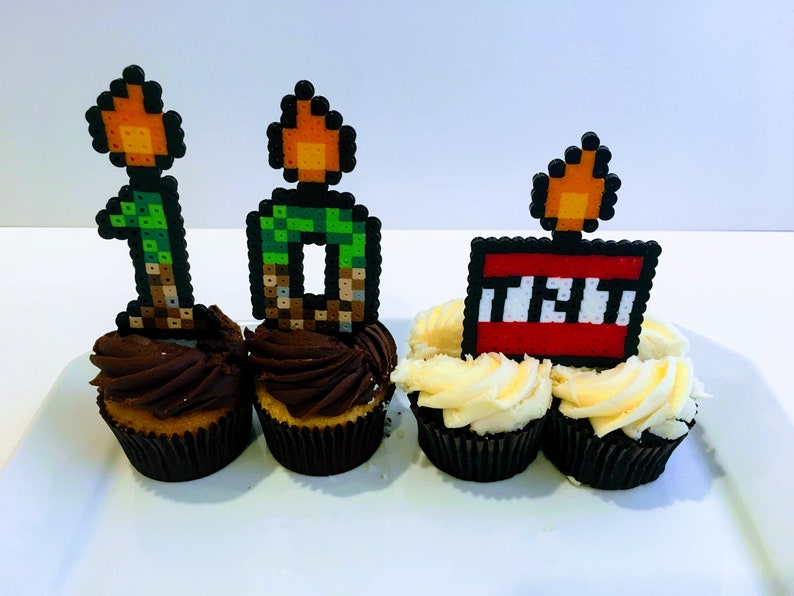 Mine Craft Themed cake topper, Happy Birthday, 8 bit pixel fan art, cake toppers, party favors, TNT candles, custom numbers image 9