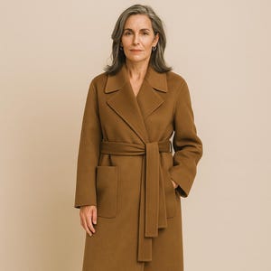 Maxi Length Wool Trench Coat / Oversized Belted Coat / Ivory