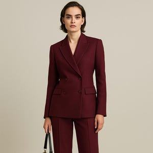 Women’s Tailored Two-Piece Suit – Double-Breasted Blazer & Straight-Leg Trousers – Elegant Formal Set for Workwear and Events by NAARVI