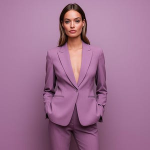 Lila Damen Power Suit – Maßgeschneiderte Blazer & Hose – Weicher Statement Zweiteiler – Elegantes Hochzeitsgast Outfit – Maßgeschneiderter Anzug von NAARVI