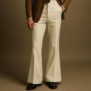 Men’s Flared Formal Trousers – Tailored Retro-Inspired Pants – Office to Occasion Workwear Bottoms – Modern Vintage Dress Pants By NAARVI