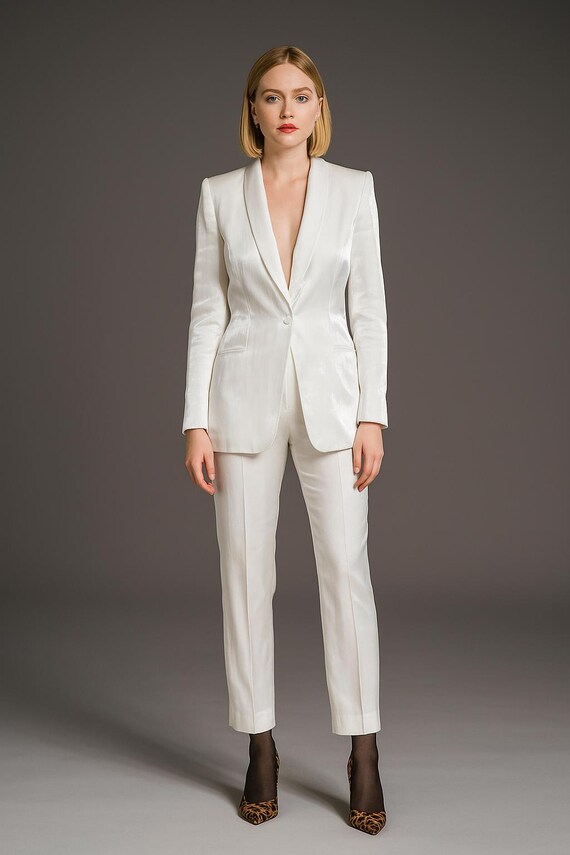 navy blue dress for baby girl Ivory Velvet Women's Suit: Elegant Bridal Blazer & Pants - Made-to-measure