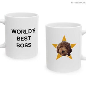 World&#39;s Best Boss Custom Pet Mug, Personalized Dog Mug, Pet Portrait Art, Pet Photo Mug, Custom Cat Mug, Personalized Pet Mug, The Office