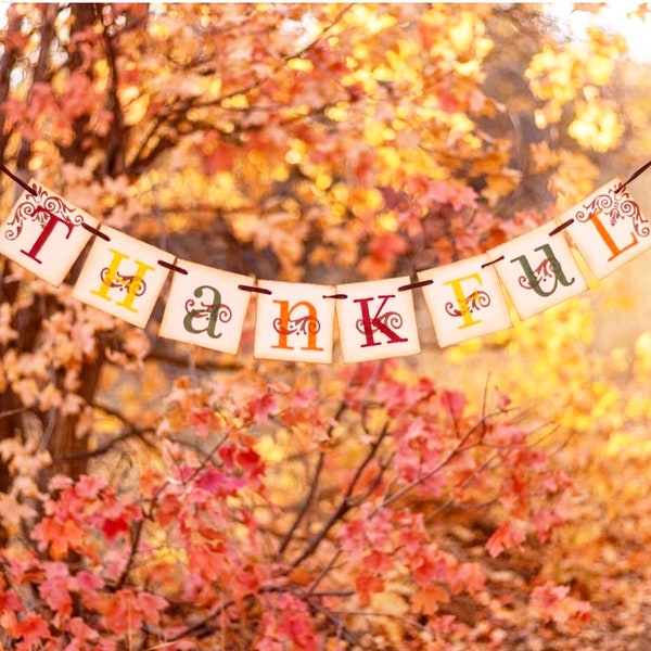 Decoración de Acción de Gracias Banner de otoño de GRACIAS regalo para anfitriona