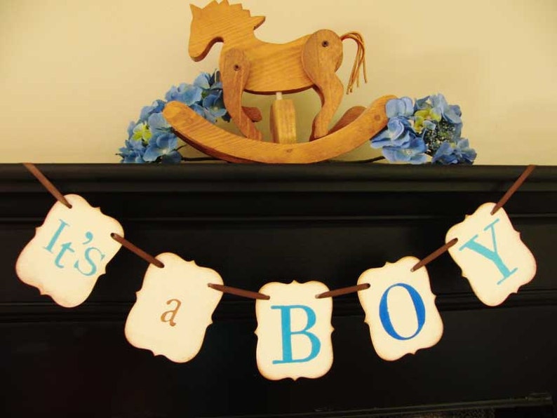 IT'S A BOY painted banner, babyshower, photoprop, decoration image 2