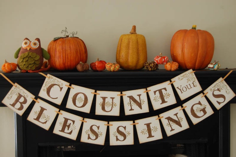 thanksgiving decor COUNT your BLESSINGS decoration, sign, photoprop image 2