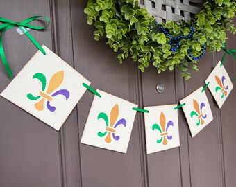 Guirlande de bannière Mardi Gras Fleur de Lis