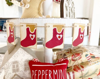 Christmas Stocking Mini Banner Tiered Tray Banner Letter board decoration