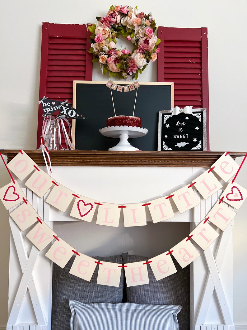 Our Little Sweetheart Valentines Day baby shower garland banner image 2