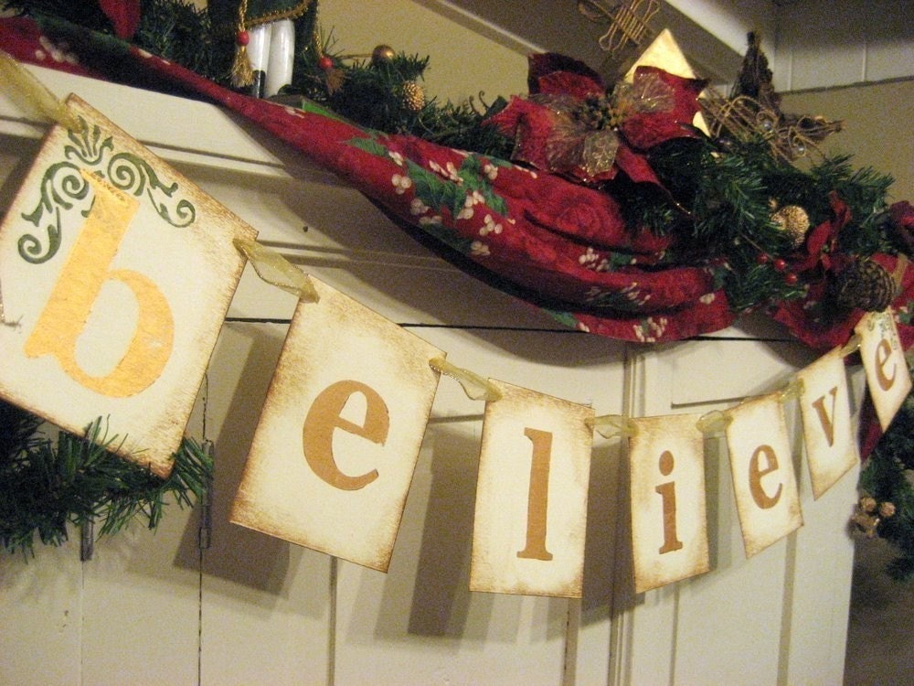 Christmas Decoration BELIEVE Holiday Banner Sign Garland | Etsy