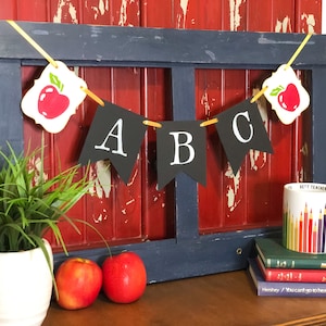 ABC apple banner, back to school banner, teacher gift classroom decoration