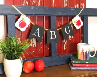 ABC apple banner, back to school banner, teacher gift classroom decoration