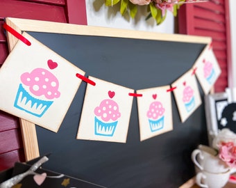 Cupcake garland, sweet treat banner