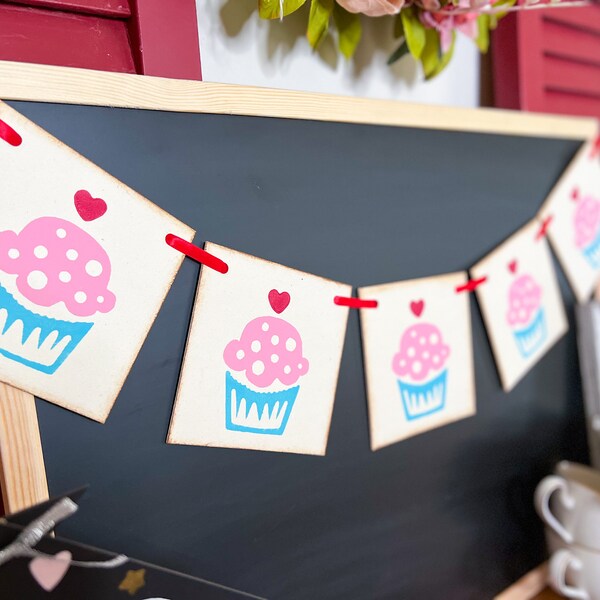 Cupcake garland, sweet treat banner