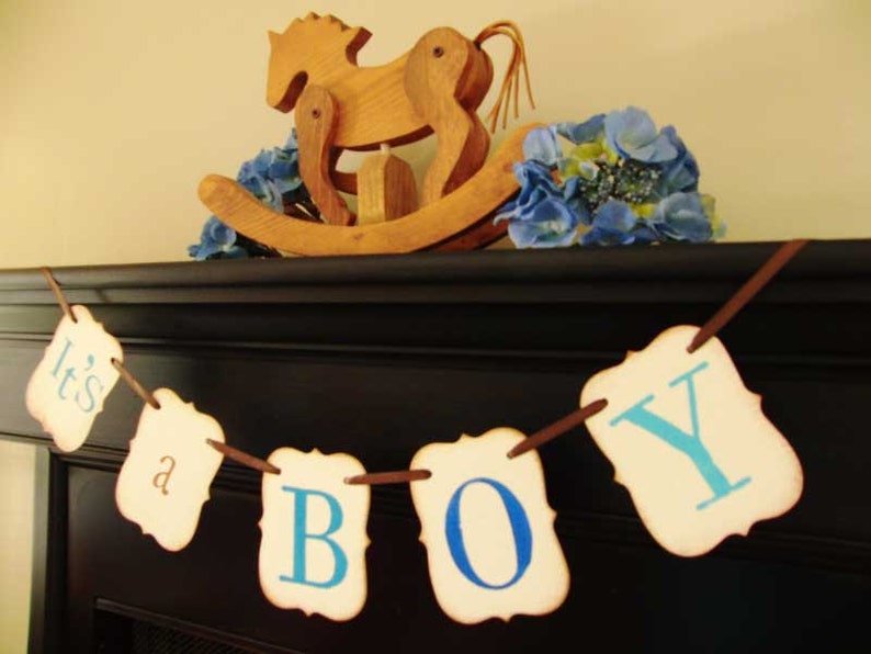 IT'S A BOY painted banner, babyshower, photoprop, decoration image 3