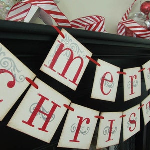 Merry Christmas banner decoration, photoprop, garland image 1