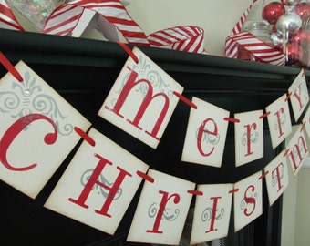 Merry Christmas banner decoration, photoprop, garland