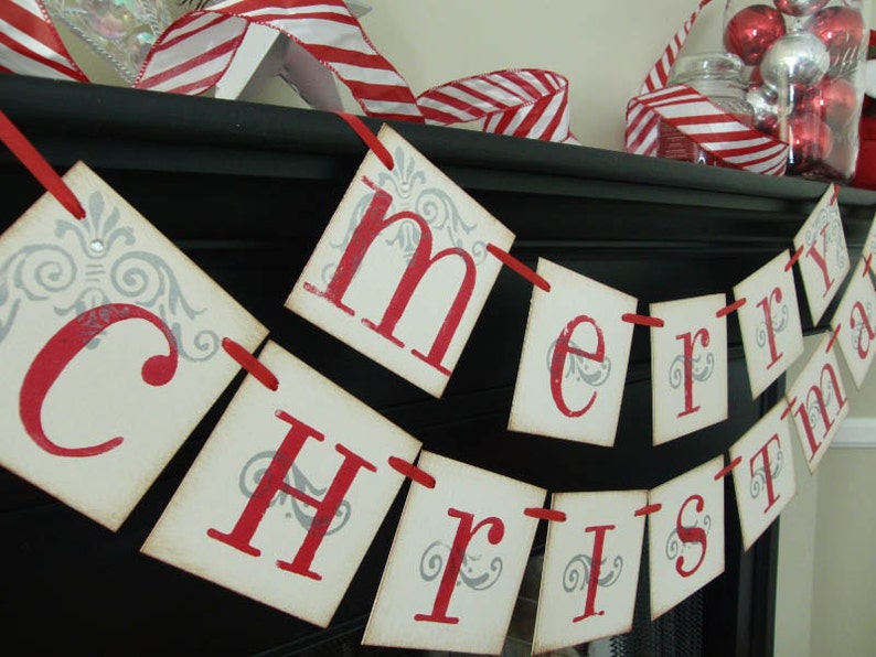 Merry Christmas banner decoration, photoprop, garland image 1