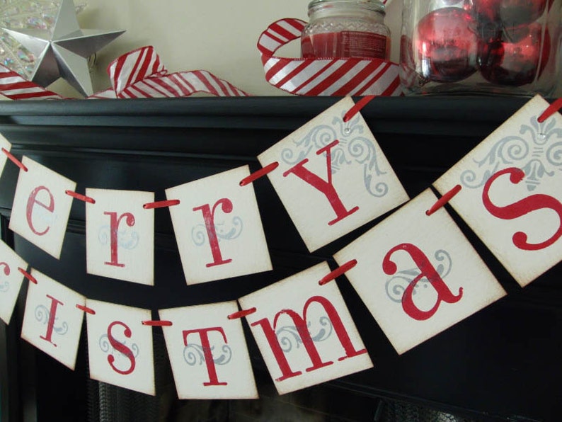 Merry Christmas banner decoration, photoprop, garland image 3