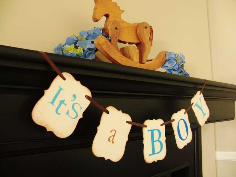 IT'S A BOY painted banner, babyshower, photoprop, decoration image 1