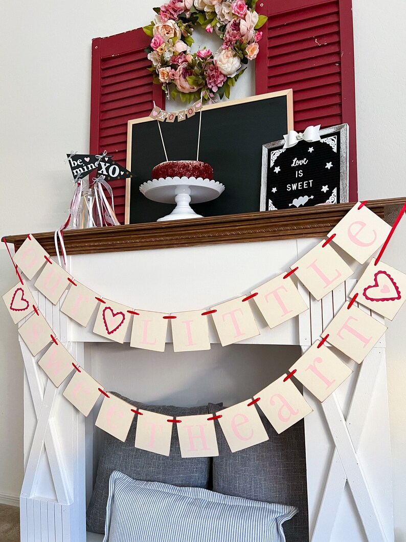 Our Little Sweetheart Valentines Day baby shower garland banner image 4