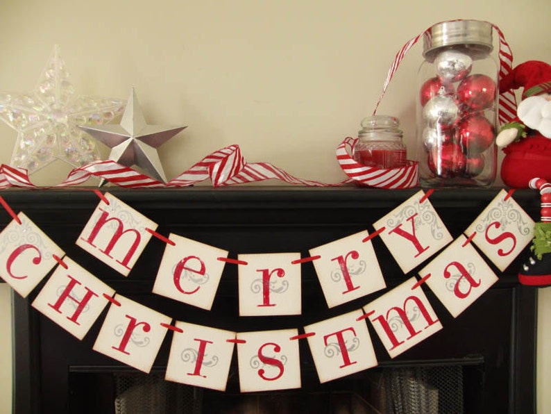 Merry Christmas banner decoration, photoprop, garland image 2