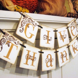 Thanksgiving Decorations GIVE THANKS Fall Banner hostess gift Thanksgiving Banner-fall decor Thanksgiving gift image 1