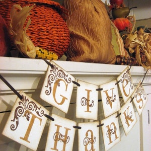 Thanksgiving Decorations GIVE THANKS Fall Banner hostess gift Thanksgiving Banner-fall decor Thanksgiving gift image 2