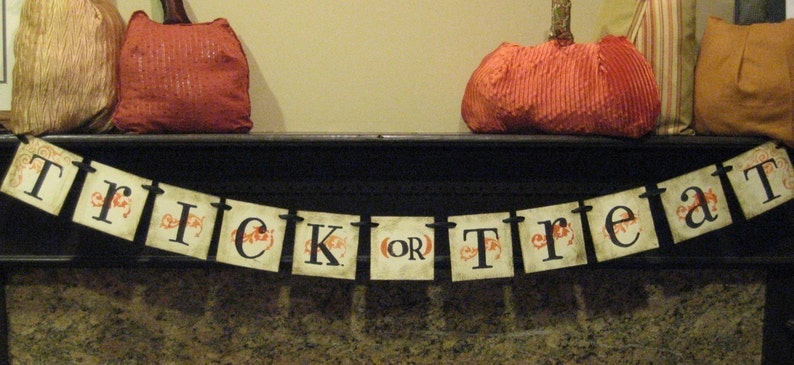 Halloween Decoration TRICK OR TREAT Banner, Garland, Sign image 4