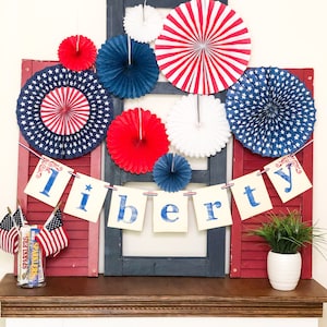 4th of July decoration LIBERTY banner swag garland photoprop