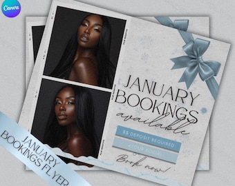 Januar Buchung Flyer Vorlage | Winter Haar Nägel Perücke installieren Service Januar Bücher Open Post