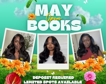 May Booking Flyer Template | Spring Hair Nails Wig Install Service May Books Open Post
