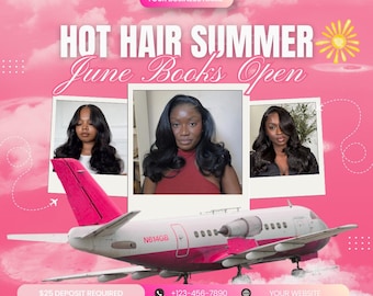 June Booking Flyer Template | Summer Hair Nails Wig Install Service June Books Open Post