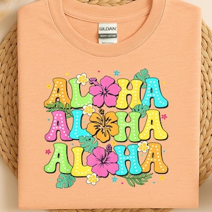 Chemise fleurs d'hibiscus Aloha, T-shirt fleurs d'hibiscus, T-shirt Aloha, chemise hawaïenne, T-shirt de plage Hawaï, chemises Aloha drôles, T-shirt d'été mignon