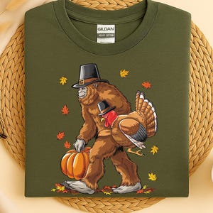 Bigfoot Turkey Pumpkin Thanksgiving Sasquatch Sweatshirt, Thanksgiving Turkey Shirt, Happy Thanksgiving Day Gift, Thanksgiving Matching Tee