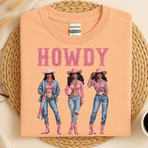 Melanin Pink Cowgirls Shirt, Western Graphic Tee for Black Women, Trendy Country Style, Southern Rodeo Outfit, Rustic Fashion Gift Idea