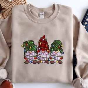 Christmas Gnomes Sweatshirt, Cute Gnome Shirt, Women Holiday Gift, Gnome Christmas Light Shirt, Gnome Christmas Gifts, Christmas Party Shirt