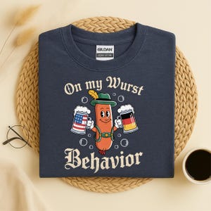 Oktoberfest Shirt, Funny Oktoberfest On My Wurst Behaviour Tshirt, Couples Beer Shirts, Prost T-Shirt, Oktoberfest 2025 Beer Festival Shirt