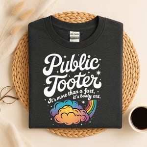 Public Tooter Rainbow Shirt, Inappropriate 90s Retro Fart Shirt, Funny Gag Gift, Embarrassing Edgy Gen Z Meme Shirt, Prank Unhinged Shirt