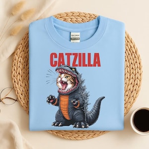 Catzilla T-Shirt, Vintage Catzilla Black Cat Shirt, Funny Cat Parody Tees, Cat Lover Shirt, Vintage Catzilla Shirt, Black Catzilla Shirt