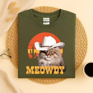 Meowdy Partner Shirt, Funny Shirts for Women, Funny Cat Shirt, Cowboy Cat Shirt, Western, Funny Tshirt, Cat Lover Gift, Cat Shirt Funny
