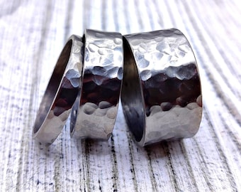 Forged Titanium Ring: Hammered Hypoallergenic Rustic Jewelry
