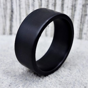 Matte Black Zirconium Ring - Genuine Zirconium Wedding Ring, Mens Black Ring, Exotic Metal, Engagement Rare Ring, Black Classic Matte Ring