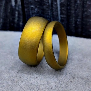 Domed Matte Yellow Titanium Ring - Any Width Hypoallergenic Titanium Wedding Matte Ring, Titanium Rounded Ring, Golden Promise Titanium Ring