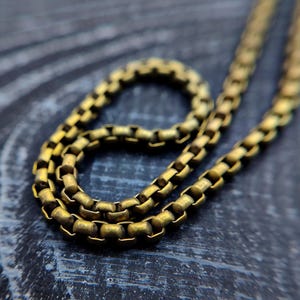 Pure Titanium Golden Matte Box Chain - Yellow Titanium Chain, Industrial Chain, Gold Titanium Necklace,Pure Titanium Matte Chain,YellowChain